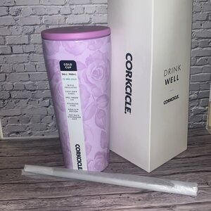NIB Corkcicle Forget Me Not 24oz cold cup with straw